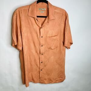 Batik Bay Orange Hawaiian Shirt Sz Medium  100% Rayon